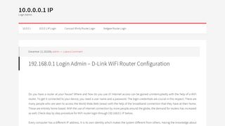192.168.0.1 Login Admin - D-Link WiFi Router Configuration - 10.0.0.1
