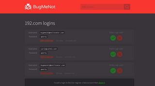 192.com logins - BugMeNot