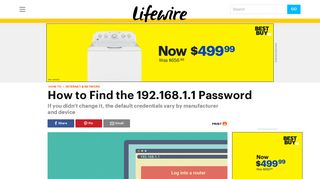 Looking for the 192.168.1.1 Username and Password? - Lifewire