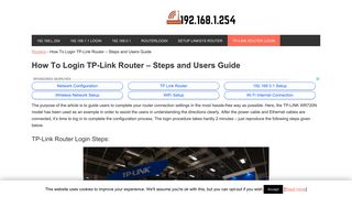 How To Login TP-Link Router | Step-by-steps and ... - 192.168.1.254
