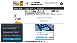 192.168.0.11 - Find IP Address - Lookup and locate an ip address
