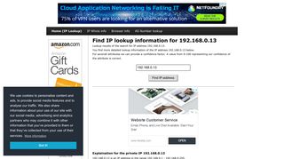 192.168.0.13 - Find IP Address - Lookup and locate an ip address