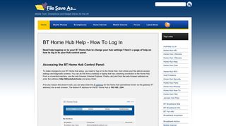 BT Home Hub Help - How To Log In - FileSaveAs