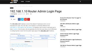 192.168.1.10 Router Admin Login Page - RouterLogin