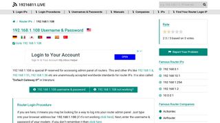 192.168.1.108 Username & Password - 19216811.live