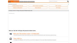 192.168.1.109 login wifi password Routers Listed Here