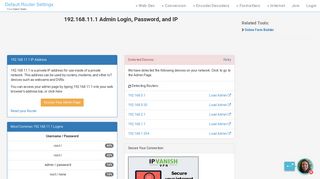 192.168.11.1 Admin Login, Password, and IP - Clean CSS