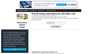 192.168.1.125 - Find IP Address - Lookup and locate an ip address