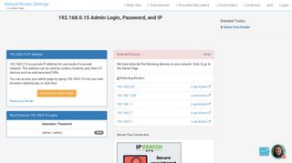 192.168.0.15 Admin Login, Password, and IP - Clean CSS