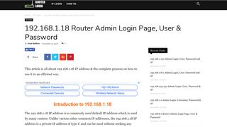 192.168.1.18 Router Admin Login Page, User & Password - Router ...
