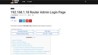 192.168.1.18 Router Admin Login Page - RouterLogin