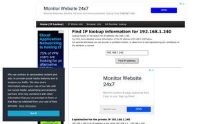 192.168.1.240 - Find IP Address - Lookup and locate an ip address