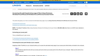 Linksys Official Support - Accessing the web-based setup page of the ...