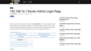 192.168.16.1 Router Admin Login Page - RouterLogin