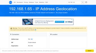 192.168.1.65 - No unique location - Private network - IP address ...