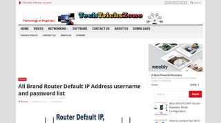Brand Router Default IP Address username and ... - TechTricksZone