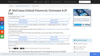 NetComm Default Password, Login & IP List (updated August 2018 ...