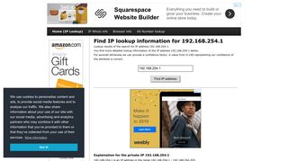 192.168.254.1 - Find IP Address - Lookup and locate an ip address