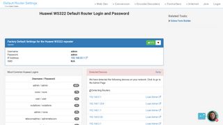 Huawei WS322 Default Router Login and Password - Clean CSS