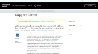 After awakening from sleep, Firefox opens with address http://192.168 ...