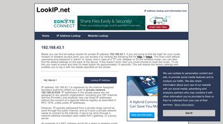 192.168.43.1 - Private Network | IP Address Information Lookup