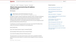 What is the password of my IP address 192.168.1.128? - Quora