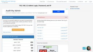 192.168.2.2 Admin Login, Password, and IP - Clean CSS
