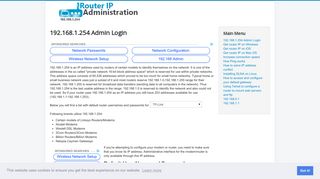 192.168.1.254 Admin Login