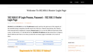 192.168.8.1 IP Login Process, Password - 192.168.1.1 Router Login ...