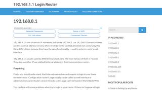 192.168.8.1 – 192.168.1.1 Login Router