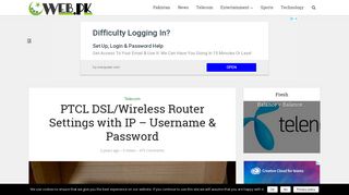 PTCL DSL/Wireless Router Settings with IP – Username & Password ...