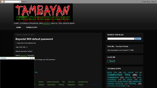 TAMBAYAN: Bayantel Wifi default password