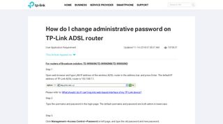 How do I change administrative password on TP-Link ADSL router ...