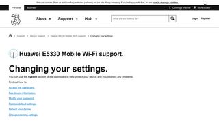 Huawei E5330 Mobile Wi-Fi support - Changing your settings. - Three