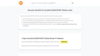 192.168.1.1 - Quicktel QAR367E4W TEData Router login and password