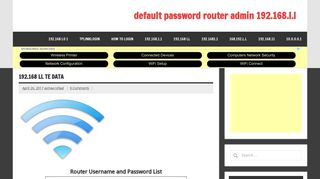 192.168 ll te data - default password router admin 192.168.l.l