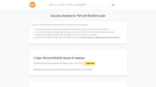 192.168.0.1 - TM Unifi RG4332 Router login and password - modemly