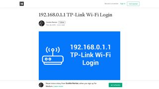 192.168.0.1.1 TP-Link Wi-Fi Login – Scottie Norton – Medium