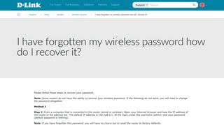 I have forgotten my wireless password how do I recover it? | D-Link UK