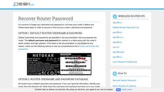 Recover Router Password - 192.168.1.1