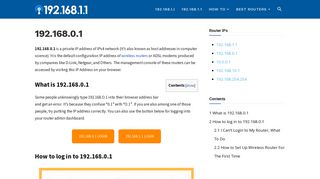 192.168.0.1 Admin Login (Default Gateway Page) - 192.168.1.1