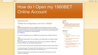 How do I Open my 1960BET Online Account