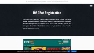 1960bet Registration Nigeria | Sign Up At 1960bet January 2019