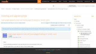 Moodle in English: login page appears, but not home page (hosting ...