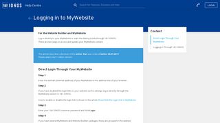 Login (Registration) MyWebsite - 1&1 IONOS Help