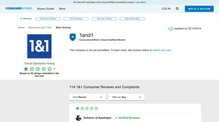 Top 111 Reviews and Complaints about 1&1 - ConsumerAffairs.com