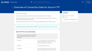 Overview of Connection Data for Secure FTP - 1&1 IONOS Help