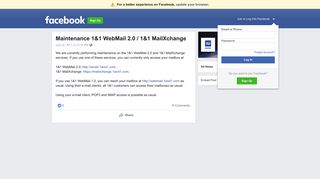 Maintenance 1&1 WebMail 2.0 / 1&1 MailXchange - Facebook
