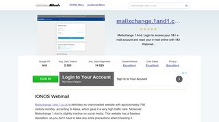 Mailxchange.1and1.co.uk website. IONOS Webmail.