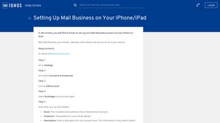 Setting Up Mail Business on Your iPhone/iPad - 1&1 IONOS Help